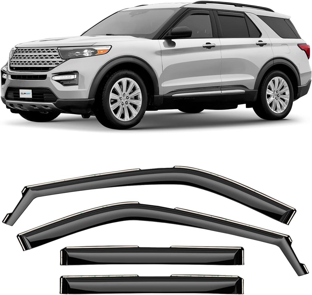 CLIM ART in-Channel Incredibly Durable Rain Guards for Ford Explorer 2020-2025, Original Window Deflectors, Vent Window Visors, Vent Deflector, 4 pcs. - 620292
