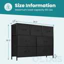 OLIXIS Dresser for Bedroom with 7 Fabric Drawers Storage Organizer Closet Chest Clothes Cabinet Vertical Dresser for Living Room Entryway Hallway,Black