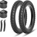 MOHEGIA Kids Bike Replacement Tires Set: 2-Pack 12.5/14/16/20x2.125 Inch Folding Bicycle Tires, and Pair Inner Tubes Schrader Valve with Tire Levers-Compatible with BMX, MTB and Children Racing