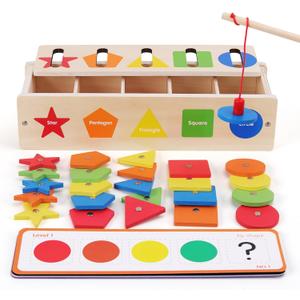 Montessori for Toddlers, Magnetic Color Shape Sorting Matching Box,Early Learning Toys,Wooden Educational Toy, Fine Motor Skills Toys for Boys Girls (Blue)