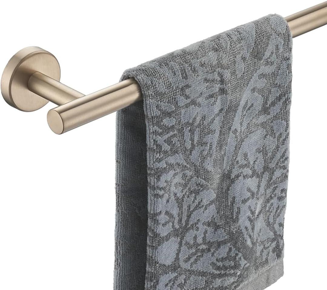 JQK Champagne Bronze Towel Bar, 9 Inch 304 Stainless Steel Thicken 0.8mm Towel Rack Bathroom, Towel Holder Wall Mount, Total Length 12 Inch, TB110L9-CB