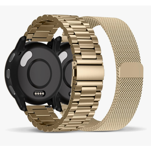 Compatible with Garmin Venu 3S Watch Band/Venu 4 41mm/Venu 2S, 18mm Stainless Steel 2 Pack Metal and Mesh Bracelet Strap Wristband for Forerunner 255S/265S/Vivoactive 4S/Move 3S Women Men Accessory