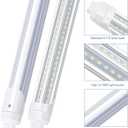 LED Shop Light 8FT Tube, 2 Pin LED Tube Lights, V Shaped, R17D HO Rotatable LED Bulb, 90W, Clear Cover, Cold White 6000k, Fluorescent Tube Replacement, Ballast Bypass,Dual-End Powered, 10Pack