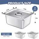 Mifoci 4 Pack Stainless Steam Hotel Pan with Lid, 1/2 Size x 6 Inch Deep, Reusable Anti Rust Steam Pan for Home, Party, Restaurant, Hotel, Buffet