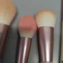 START MAKERS Makeup Brushes 5Pcs Dual Ended Pink Makeup Brush Set for Foundation Blush Bronzer Concealer Contour Powder Highlight Eyebrow Eyeshadow Blending, Travel Makeup Brushes with Bag