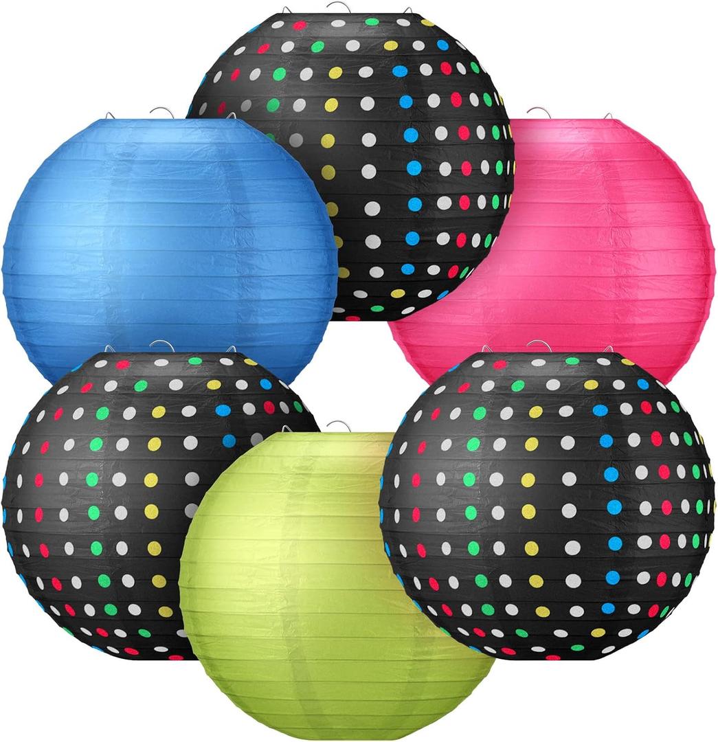 6 Pcs Colorful Round Chinese Hanging Paper Lanterns Party Decor DIY | Back to School Decor, Wedding Birthday Baby Shower, Christmas Anniversary Party, Bachelorette Supplies, DIY Activities