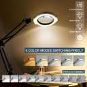 10X Magnifying Glass with Light and Stand, 5 Color Modes Stepless Dimmable LED Lighted Desk Lamp, Hands-Free Mag Desk Lamp with Clamp for Craft Hobby Painting Sewing Close Work Repair