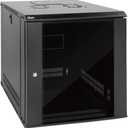 Tecmojo 12U Wall Mount Server Cabinet IT Network Rack Enclosure Lockable Door and Side Panels Black,Cooling Fan,Glass Door,17.7inch Depth,for 19 IT Equipment,A/V Devices