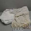 Gibelle Boho Farmhouse Shower Curtain Set, Linen Cotton Fabric Shower Curtain with Macrame Lace Decor, Modern Bohemian French Country Chic Bathroom Curtain with PEVA Liner 72x72 - Beige/Cream