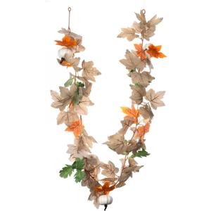 2Pack  SUQ I OME Fall Maple Leaf with Pumpkin Garlands forHalloween Thanksgiving Day Party Art Decor