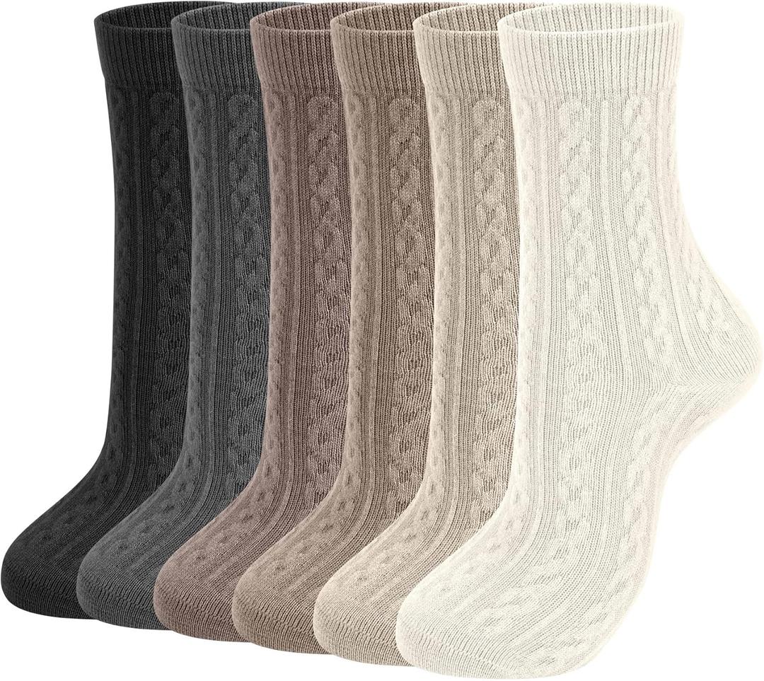 2-6 Pairs Merino Wool Warm Socks for Women, Hiking Cozy Thermal Crew Boot Socks for Winter And Christmas Gifts