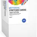 GOTIDEAL Stretched Canvas, 9x12 Inch Set of 8, Primed White - 100% Cotton Artist Canvas Boards for Painting, Acrylic Pouring, Oil Paint Dry & Wet Art Media