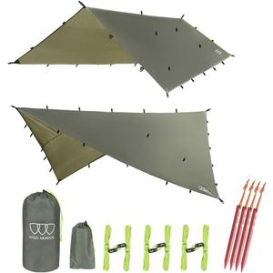 Gold Armour Rainfly Tarp Hammock, Premium Rain Fly Cover, Waterproof Ultralight Camping Shelter Canopy, Survival Equipment Gear Camping Tent Accessories (OD Green 12ft x 10ft)