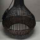 Arturesthome Rattan Pendant Lights, Wicker Chandelier Boho Basket Lighting Fixtures, Natural Woven Hanging Lamp for Kitchen Island Dining Room Black, 15.74"x15.74"