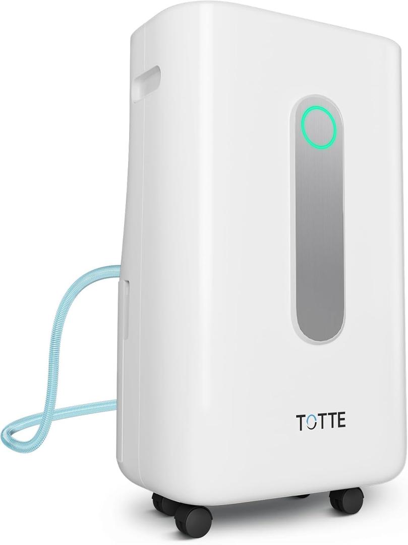 TOTTE 90 Pint Dehumidifier with Drain Hose, 4 Option Modes, 2 Fan Speed, Auto Shut Off, 24H Timer, Auto Defrost, 6000 Sq.Ft Quiet Dehumidifiers for Home, Basement, Bedroom,Bathroom, RV