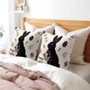 Kawani Happy Easter Bunny Pillow Covers 18X18 Inch Black White Rabbit Eggs Decorative Pillow Cases Set of 2 Holiday Farmhouse Throw Pillows for Sofa Couch Outdoor