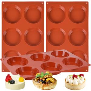 3 Pack Silicone Egg Molds Muffin Top Pans for Baking/Non-Stick 3 inch 6-Cavity Round Muffin Egg Molds for Whoopie Pie Pan, Corn Bread, Candy