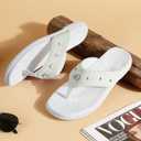 ONCAI Women's Flat Studded Flip Flops Summer Beach Trendy Dressy Walking Sandals with Outdoor Rubber Sole US Size 6-11 (White)