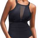I2CRAZY Womens One Piece Swimsuits Mesh V Neck Monokini Bathing Suits Tummy Control Swimwear
 XL