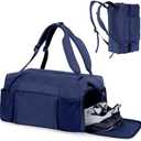 Kookoomia Gym Bag for Men with Shoes Compartment and Wet Pocket Convertible Duffle Bag and Gym Backpack Waterproof Sports Bags with 2 Bottle Holders Multipurpose Weekender Overnight Bag -Dark Blue