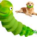 Indestructible Dog Toys for Aggressive Chewers, Tough Chew Proof Toy for Large Dogs, Squeaky Rubber Chew Toy with Beef Flavor for Boredom & Anxiety Relief (Green)