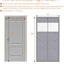Thermal Door Curtain Fits Doors Size 32"x82"Curtain Size 35"x84", Magnetic Insulated Curtain Center Open, Visible Panels,Keep Warm in Winter Cool in Summer, Waterproof Oxford Cloth Pure Gray