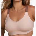 COMFELIE Women No Underwire Bra Comfy Seamless Bras Full Coverage Mesh Bralette with Adjustable Contrast Color Strap Oyster Pink, 2XL
