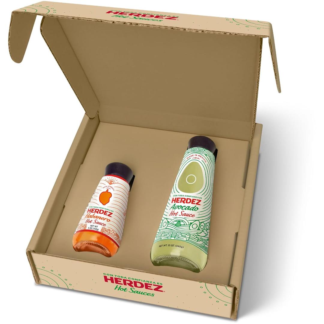 HERDEZ Variety Pack with Avocado Hot Sauce 12 oz & Habanero Hot Sauce 5 oz (2 Pack)  Made with Real Avocados and Habanero Peppers  Gift Pack  Perfect for Any Meal (EXP 10/12/26)
