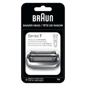 Braun Series 7 Electric Shaver Replacement Head, Easily Attach Your Shaver Head for a Shave as efficient as Day one, Compatible with New Generation Series 7 Shavers, 74S, Silver