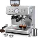 Espresso Machine with Built-in Grinder,Professional 15 Bar Espresso Maker with Milk Frother Steam Wand,Stainless Steel Espresso Coffee Machine with Removable Water Tank for Cappuccino, Latte