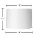 Hardback White Large Drum Paper Lamp Shade 15" Top x 16" Bottom x 11" Slant x 11" High (Spider) Replacement with Harp and Finial - Springcrest