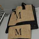 YOOLIFE Personalized Gifts for Women - Initial Jute Tote Bag & Makeup Bag, Birthday Gifts for Women Mom Wife Teacher Friend