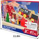 41-Piece Joy Forest Wooden Track Set with Electric Train for Toddlers & Preschoolers Aged 3 and up  Motorized Railway Engine, Bridge & Helicopter | Compatible with Brio & Thomas