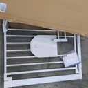 Babelio Auto Close Baby Gate with Cat Door,29-43" Metal Gate for Doorway,Stairs, House,Easy Walk Thru with Pet Door,Includes 4 Wall Cups and 3 Extension Pieces,White