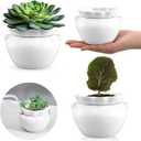 Sunnychicc 4 Set 4 Inch African Violet Pots Self Watering White Ceramic Planter Highly Absorbent Inner Planter Pot for Indoor Plants Plant Lovers Ideal Plant Pot Thriving Plant Flower Maintenance