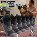 Welwoos 6 Pairs Merino Wool Ankle Hiking Running Socks Compression Support Thick Athletic Low Cut Socks for Women Men (Gray)