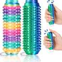 2 x 2PCS Little Ouchies Pain Stim Fidget Toys with Click Buttons, 3D Printed Anxiety Fidgets for Adults, 3-in-1 Spiky Grippie Sensory Rollers Fidget Keychain Toy for ADHD, Anxiety, Stress Relief, Autism