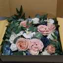 Artificial Wedding Arch Flowers Kit(Pack of 2) for Wedding Arch, Bridal Shower, Ceremony and Reception Backdrop Decoration (Misty Rose and Navy Blue)
