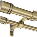 Double Curtain Rods 72-144 Inches for Windows, 1 Inch Diameter Adjustable Heavy Duty Drapery Rod with Aluminum Alloy Brackets and Finials, Modern Stylish Dual Curtains Rod, Antique Bronze