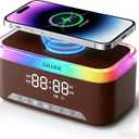 GILLIER Wireless Charging Alarm Clock Radio for Bedrooms – 15W Fast Wireless Charger Station for iPhone Samsung, Bluetooth Stereo Speaker with FM Radio, Dimmable Display, USB Port, Sleep Timer,Pink