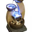 11" H Golden Tiered Bowl Fountain with Color Changing LED Lights with Adapter Brown