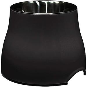 Dogit Elevated Dog Bowl, Stainless Steel Dog Food and Water Bowl for Large Dogs, Black, 73752