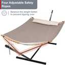 Quick Dry Hammock with Stand Included, Heavy Duty Hammock with 12FT Hammock Stand for Outside, Poolside, 450 Lbs Capacity, Brown