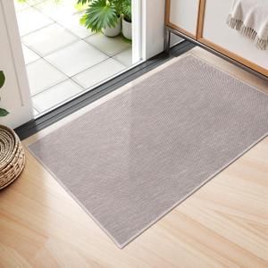 Seavish Small Area Rug, 2x3 Cotton Woven Door Rugs for Entryway, Taupe Farmhouse Boho Kitchen Rugs Non Slip Washable, Low Pile Front Door Mat Neutral Indoor Entrance Rug for Bathroom Porch Patio