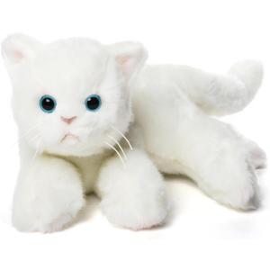Bearington Muffin White Cat Stuffed Animal - 15" Realistic White Cat Stuffy with Soft Plush Fur and Floppy Body - Adorable Stuffed Kitty Cats for Girls - Gift for Kids, Toddlers and Kitten Lovers