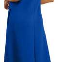GRECERELLE 2026 Women Year-Round Casual Round Neck Loose Split Wrinkle-Free Long Maxi Vacation Dress with Pockets (XXS-4XL) (Blue, S)