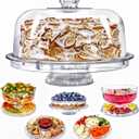 Cake Stand with Dome Cover, 6-in-1 Multi-Purpose Use, Cake Stand with Lid, Serving Platter, Punch Bowl, Desert Platter and More, BPA Free