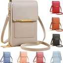 Anti-Theft Leather Bag,Small Crossbody Cell Phone Purse Wallet for Women,RFID Block Phone Purse Crossbody with Shoulder Strap (Grey)