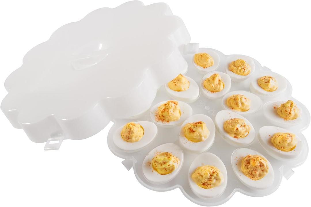Deviled Egg Container with Lid - Food Storage Containers Hold 18 Hard-Boiled Eggs Each for Catering, Parties, or Buffet by Classic Cuisine