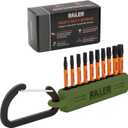 Railer Torx Bit Set - Premium S2 Steel 2 Inch Impact Driver 10-Piece 6 Star Bit Set With A Tool Storage Bit Holder & Carabiner (Camo Green Bitrail, Standard Bitrail)